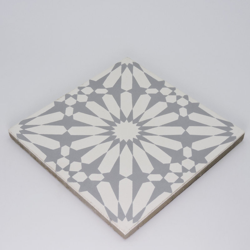 Alhambra 8" x 8" Cement Singular Wall and Floor Tile, Gray
