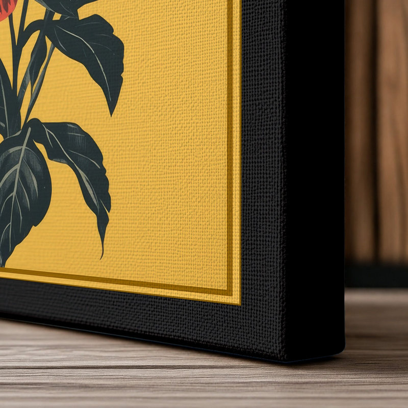 Triple Bloom Botanical - Wrapped Canvas, 30x20 - 76.2 x 50.8 cm, Black Border