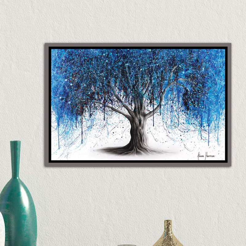 «Blue Midnight Tree» par Ashvin Harrison - impression d'art graphique, Toile tendue, H 40 po x l 60 po x P 1,5 po