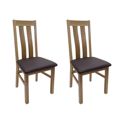 Marley 48cm H Genuine Leather Upholstered Slat Back Dining Chair