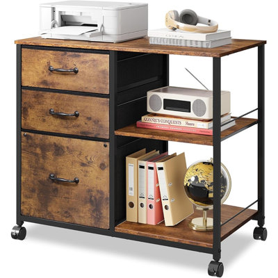 Classeur mobile 3 tiroirs, classeur latéral en tissu, rangement de bureau