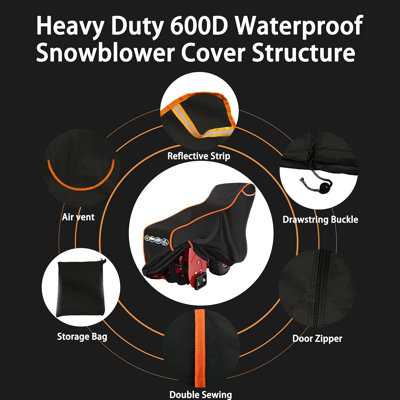Snow Blower Cover 24/26/28 in Heavy Duty 600D Waterproof Snowblower Cover