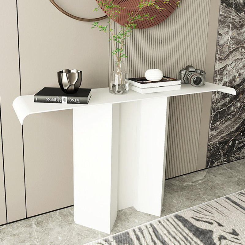 Console moderne blanche simple, 31.5" H x 55.1" W x 11.8" D