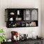 Armoire murale en verre 47,25 po à quatre portes, murale, convenant à la cuisine, au salon et à la salle de bain (noir)