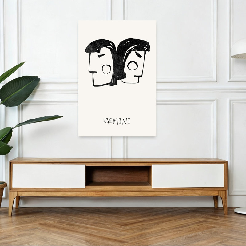 Art mural mural minimaliste Gemini, 48" H x 32" W