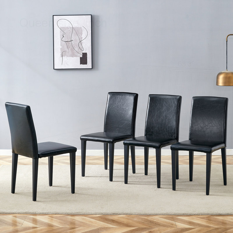 Ensemble de 4 chaises de salle à manger en polyuréthane, Noir