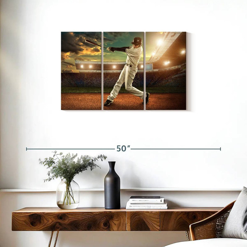 Joueur de baseball Sireci en action, H 20 po x l 33 po