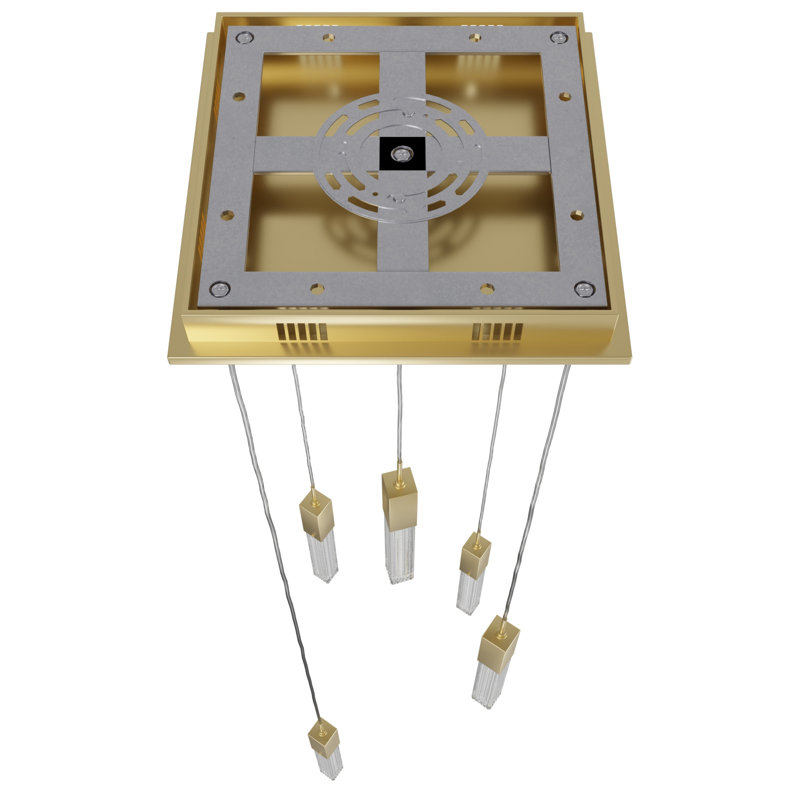 Luminaire suspendu en verre clouté à 5 lumières de la collection Boa, Laiton brossé