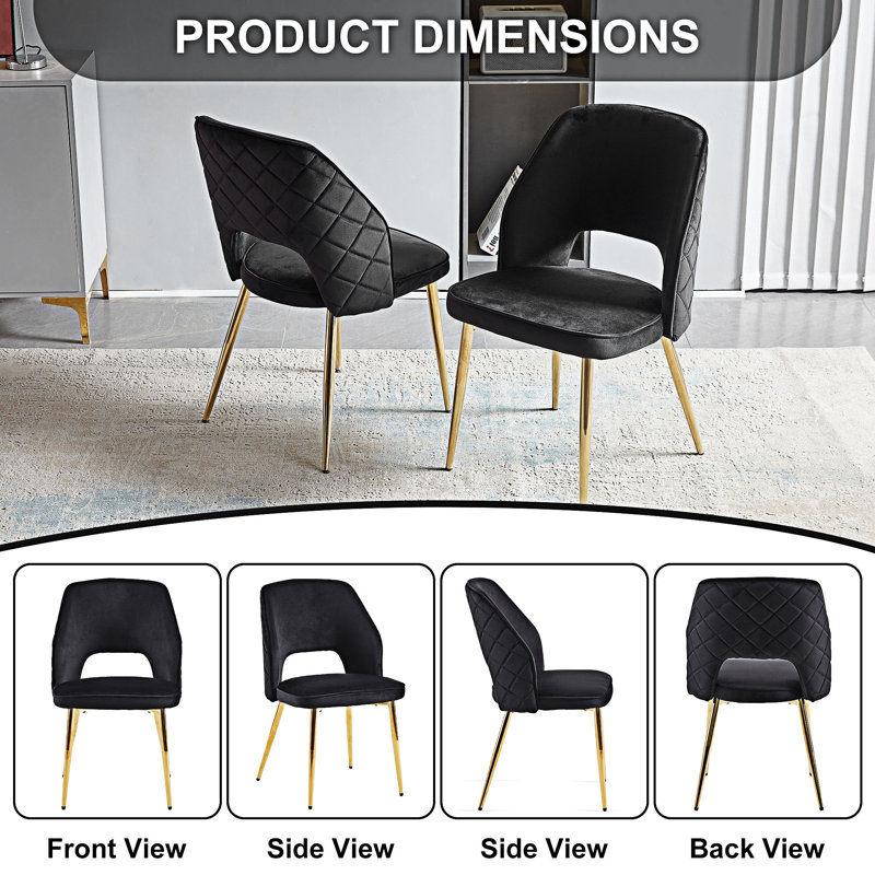 Ensemble de 2 chaises de salle à manger rembourrées, Noir