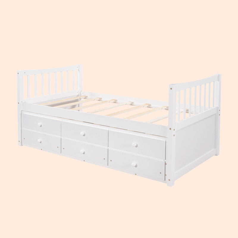 Lit plateforme simple avec rangement, Blanc