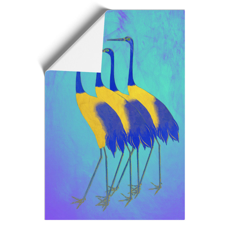 Golden Cranes - Frameless Print, 84cm H x 59cm W x 0.1cm D