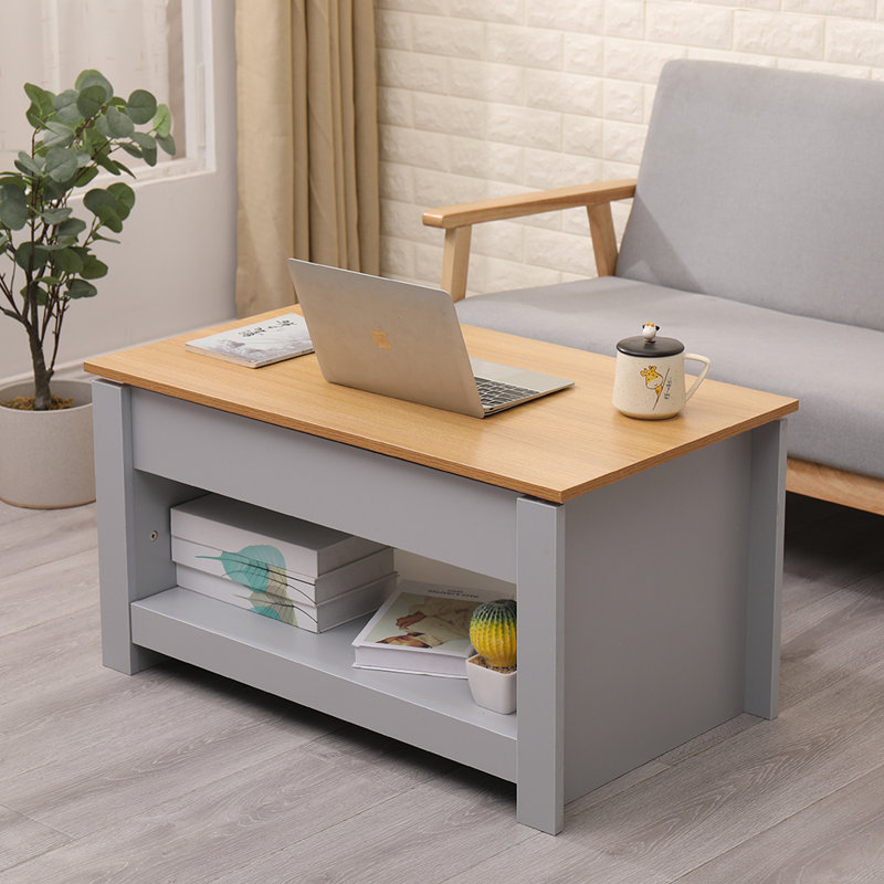 Lift Top Frame Coffee Table with Storage, Grey