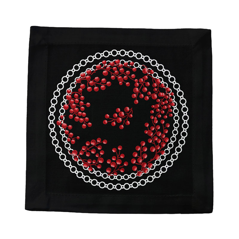 Square Napkins, Red Black