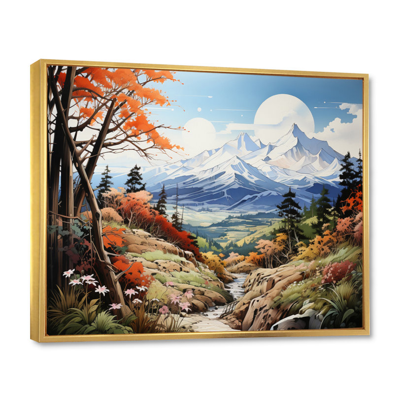 Green Mountains Summer Peaks Pastoral IV, 24" H x 32" W, Cadre flottant doré