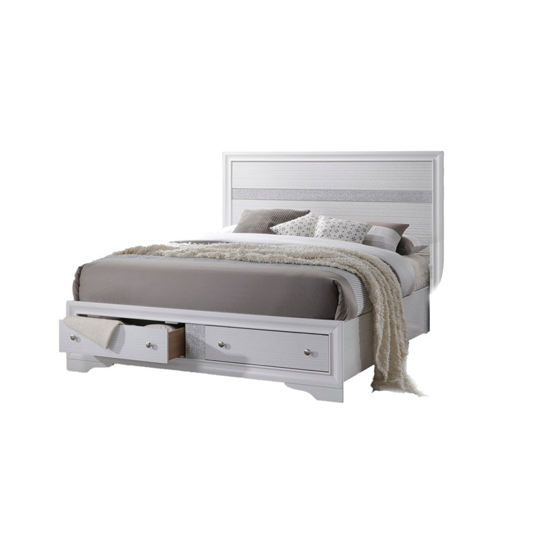 Lit de rangement de style traditionnel en bois, Blanc