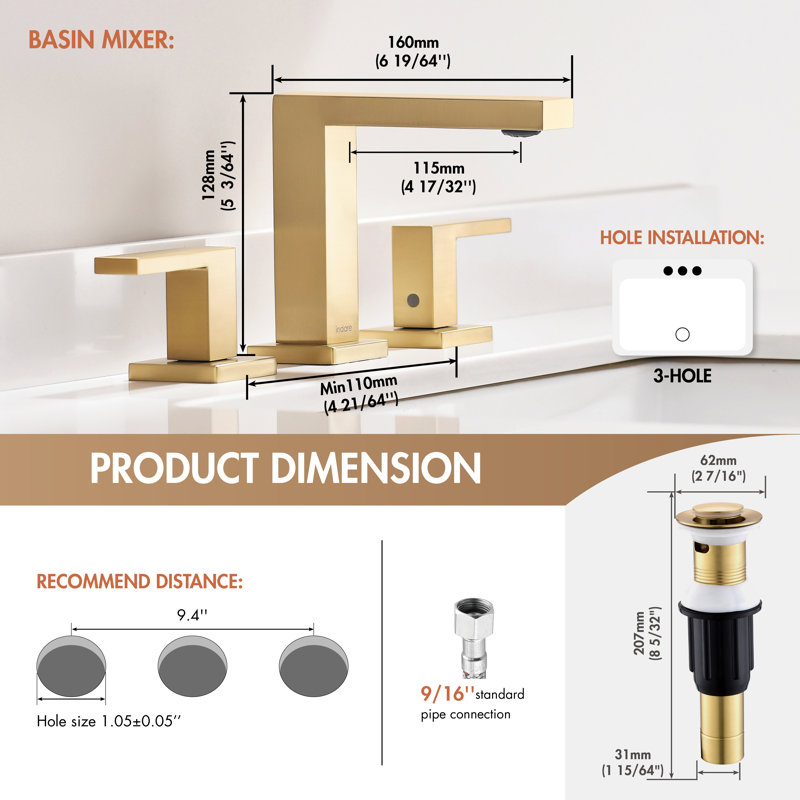Bathroom Faucets?Bathroom Faucet?4 Inch 8 Inch Widespread Bathroom Faucets For Sink 3 Hole With Bathroom Sink Drain