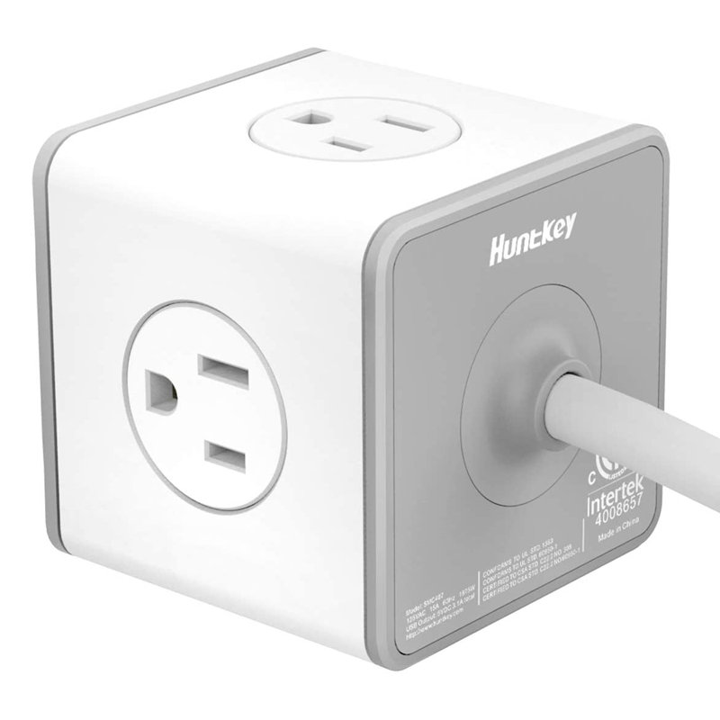 Prise de rallonge de protection contre les surtensions Huntkey SMC407 avec 4 prises CA et 3 ports USB, Paquet de 4