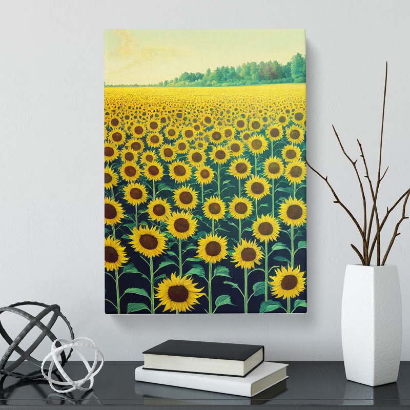 Whaleyville Sunflower Field Painting Vol.4 - Wrapped Canvas, 76cm H x 50cm W