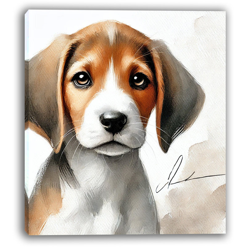 «Gentle Beagle Puppy», art mural sur toile, H 16 po x l 12 po