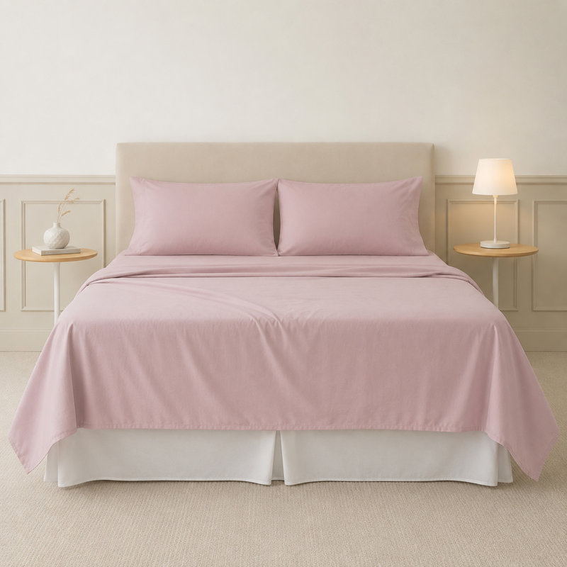 Ensemble de draps en microfibre 4 pièces Modern, California King Sheet Set with 2 Pillowcases, Soft Rose