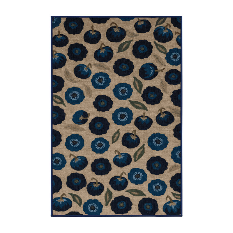  Tapis lavable à motif de bleuets Highbush, Rectangle 5 pi x 7 pi