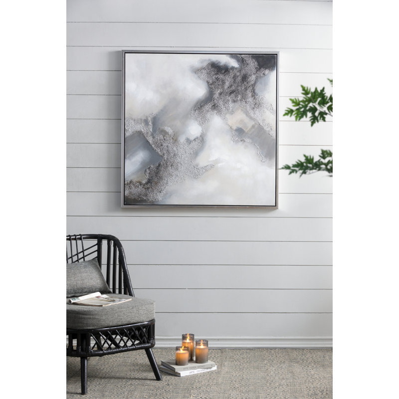 39.4X39.4"Framed Hand-Painted Wall Art