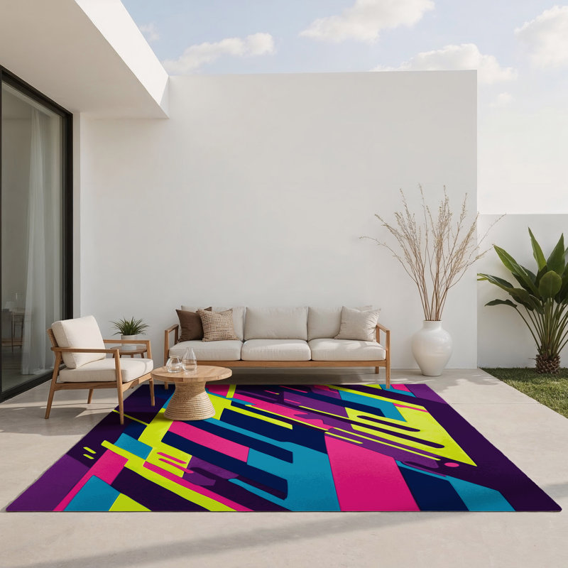 Tapis intérieur et extérieur Retro Circuit, Rectangle 9 pi x 12 pi