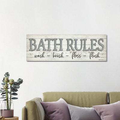 Bath Rules 1 Piece Wrapped Canvas Panoramic Wall Art