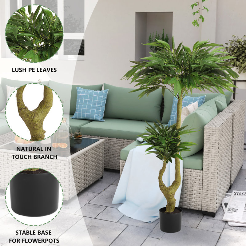 Indoor/Outdoor/Décor Artificial Tree UV Resistant Faux Palm Tree Plant in Pot in Basket in Planter