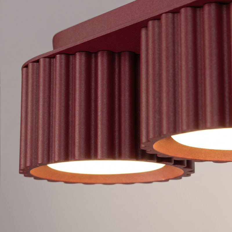 Aura Aluminium Flush Mount, Burgundy, 32,5x10x8 cm, 3 Lights