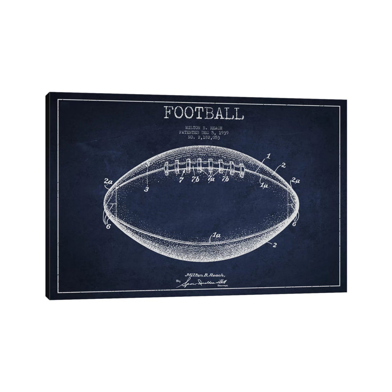 Football Navy Blue Patent Blueprint, 45.72 cm H x 66.04 cm W