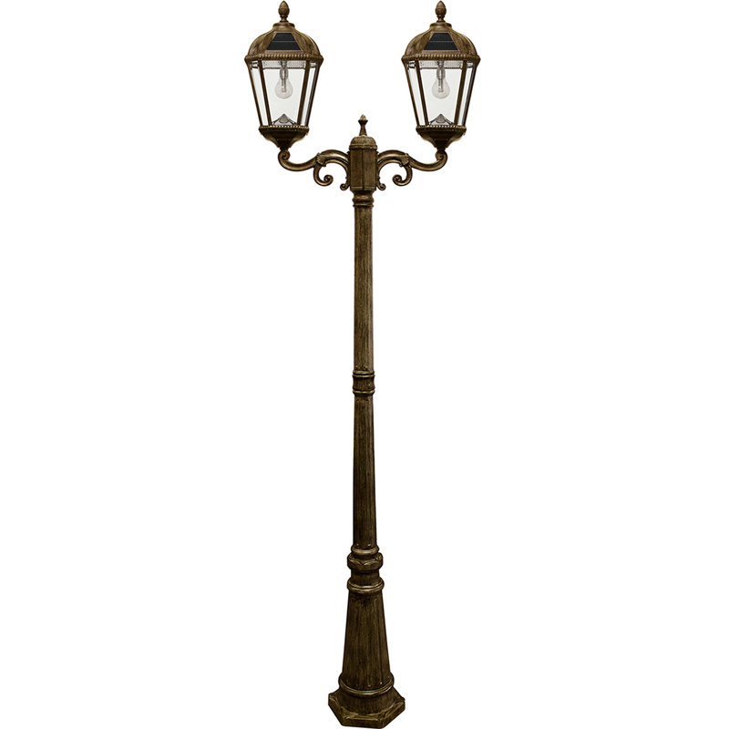 Poteau de lampe solaire double tête (complet) sans creusage ni câblage