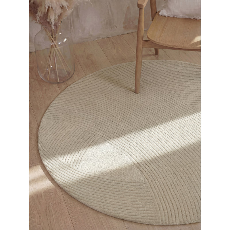Wool Hand Tufted Area Rug, Cream, Round 160 cm