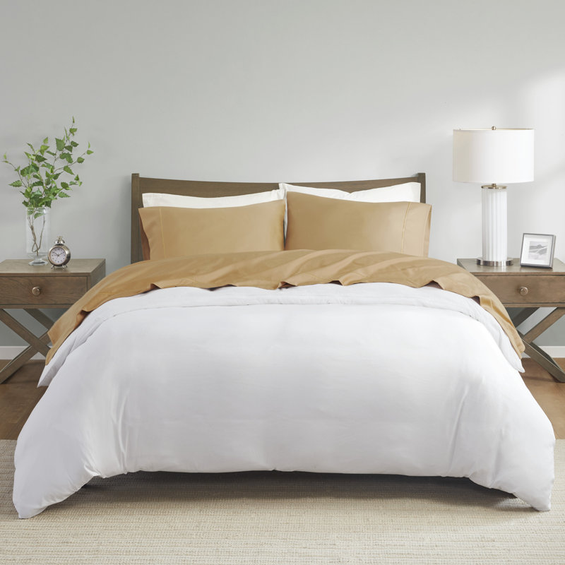 Ensemble de draps en coton 600 fils Pima, Ensemble de draps pour grand lit + un drap-housse , Doré