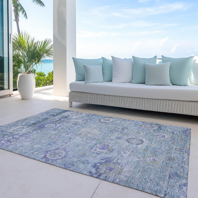 Tapis intérieur / extérieur lavable à la machine Chantille ACN1107 Sky, Rectangle 9 pi x 12 pi