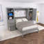 Grand lit escamotable mural gris avec placard-882407394