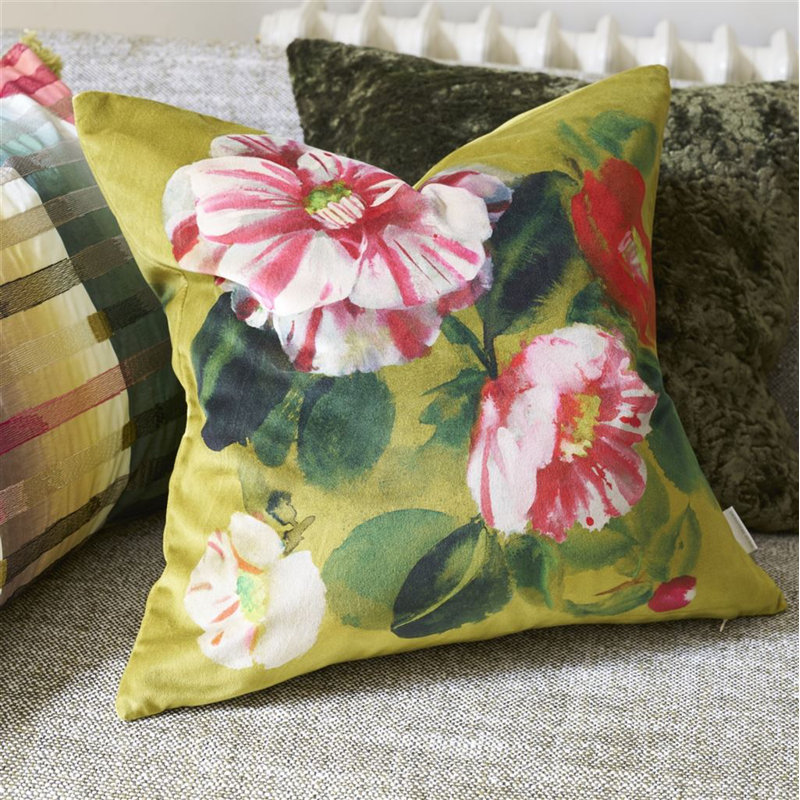 Camellia Velours Mimosa Decorative Pillow