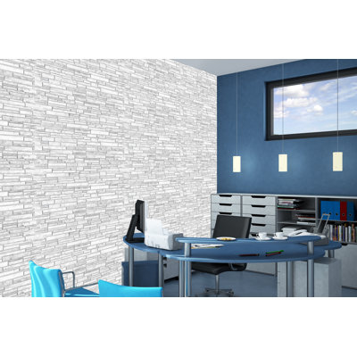 Falkirk Renfrew II 19" x 39" 3D Wall Panel in White/Gray (1-pack)