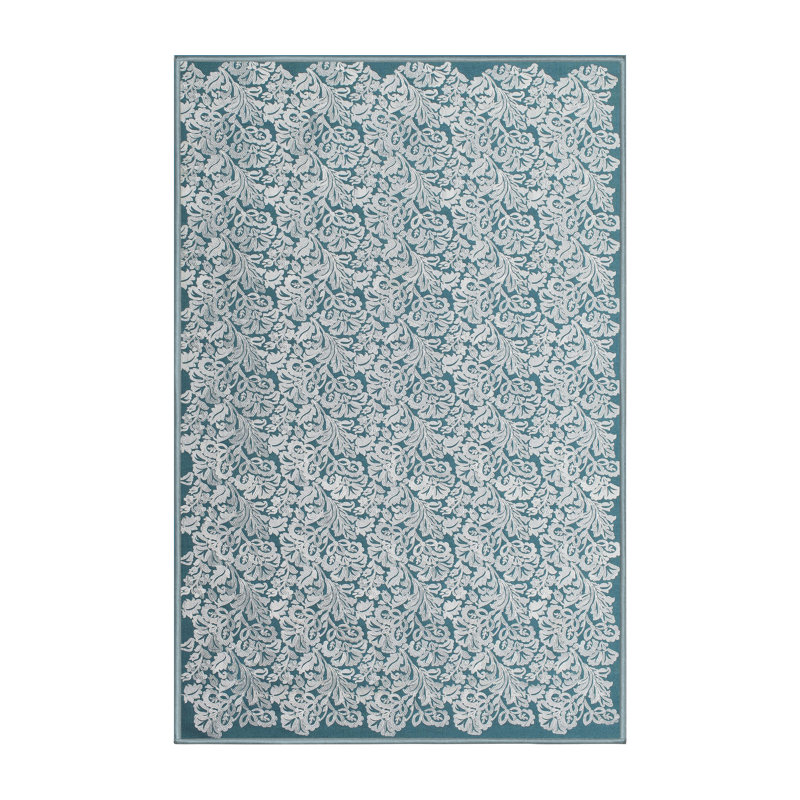 Tapis de zone bleu contemporain, Rectangle 5 pi x 7 pi