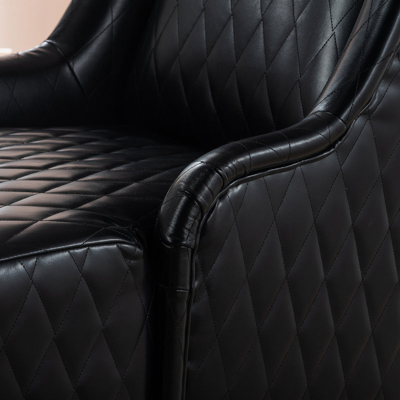 Rivah Upholstered Wingback Chair, Black Faux Leather, 1 