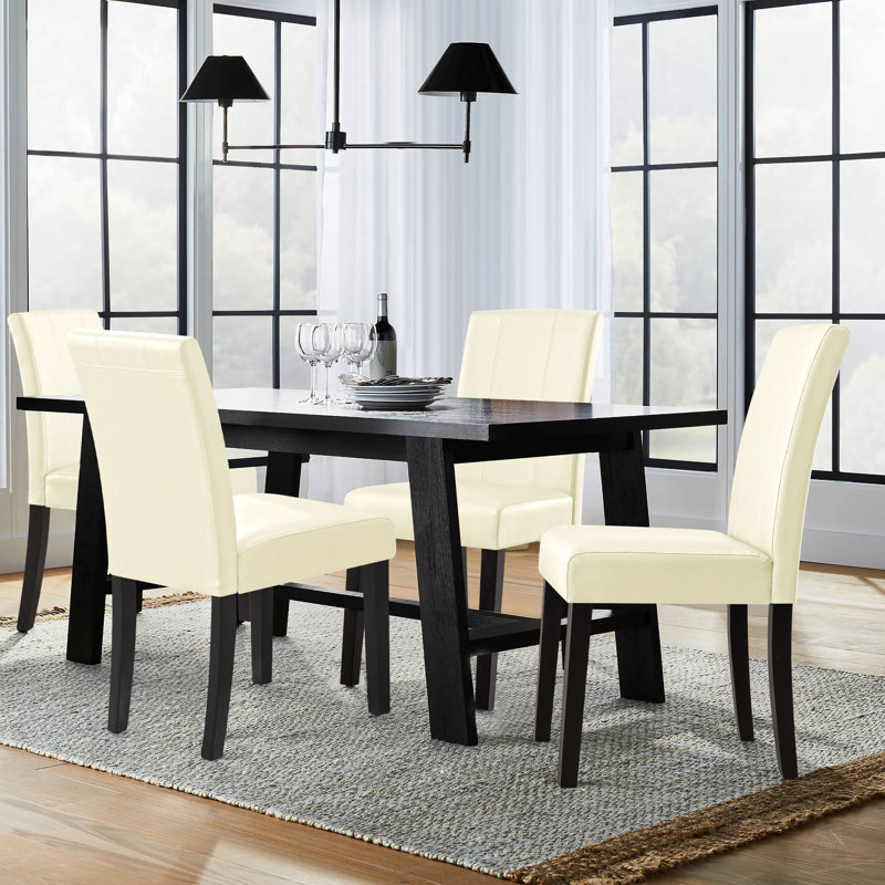 Anirvin Faux Leather Waterproof Upholstered Dining Chair, Ivory