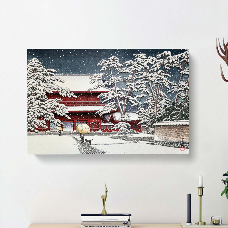 Zojo Temple In The Snow by Hasui Kawase - Wrapped Canvas Painting, 50cm H x 76cm W x 3cm D