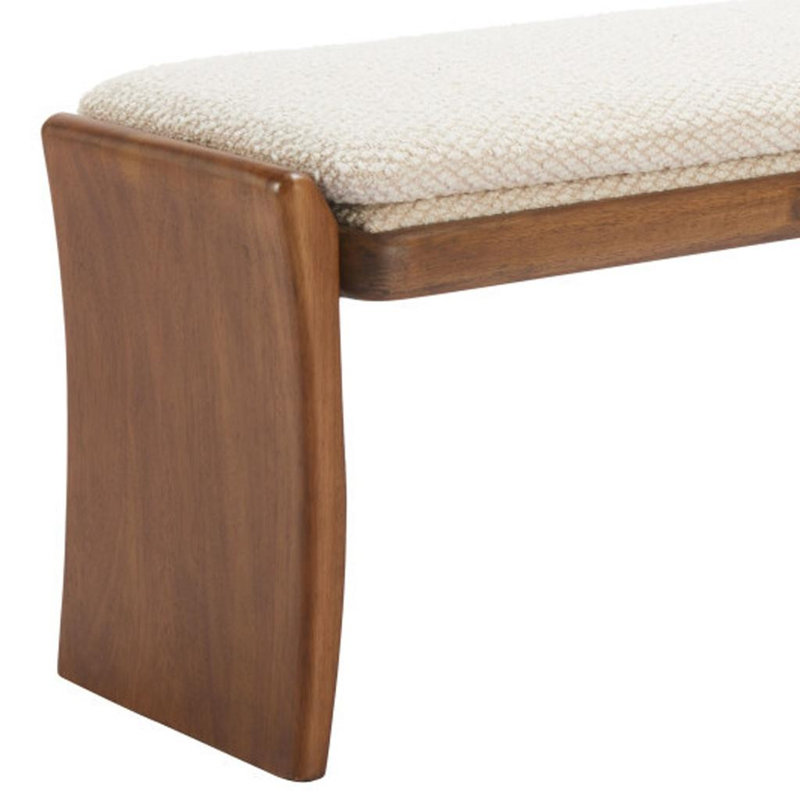  Banc de salle à manger 48 pouces en tissu beige et brun et tissu d'ameublement en bois massif