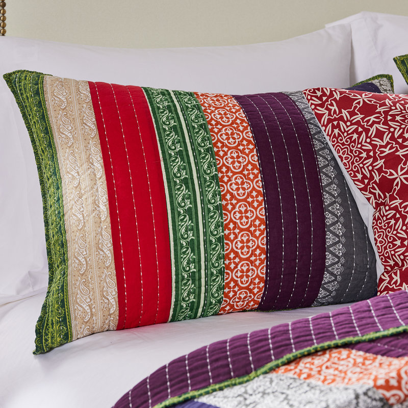 Marley Twin Reversible Cotton Quilt Set in Red and Plum