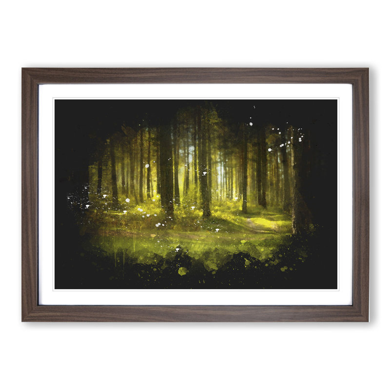 Green Forest Vol.4 - Picture Frame Graphic Art, 27cm H x 36cm W x 2cm D, Walnut Framed