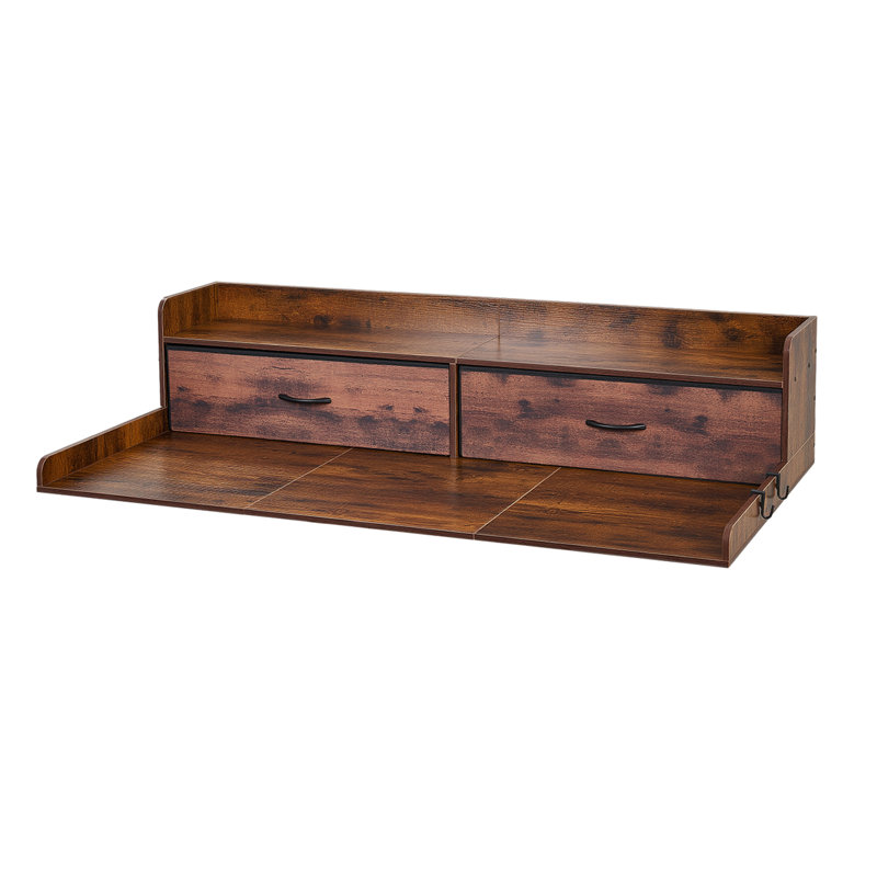 Washer Dryer Countertop with Shelf, 54 x 27.5 in Wooden Washer and Dryer Topper with 2 Drawers & 2 Hooks, Laundry Machine Topper for Laundry Closet Pantry Counter Organization and Storage, Brown