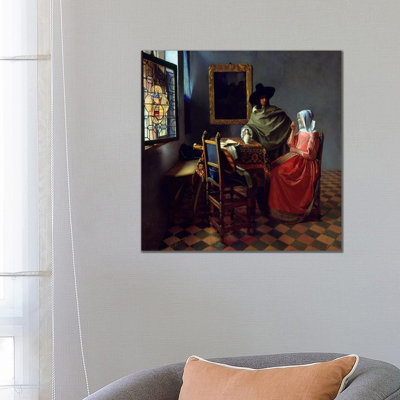 The Wine Glass by Johannes Vermeer - Wrapped Canvas Painting