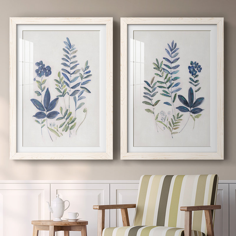Fern Study I - Reproduction encadrée de qualité supérieure - prête à être accrochée, Blanc, H 27,5 po x l 75 po x P 1,5 po