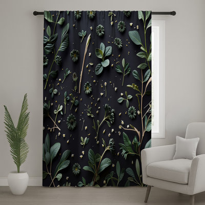 Rideaux de verdure, voilages et voilages à motif floral - 1 panneau
