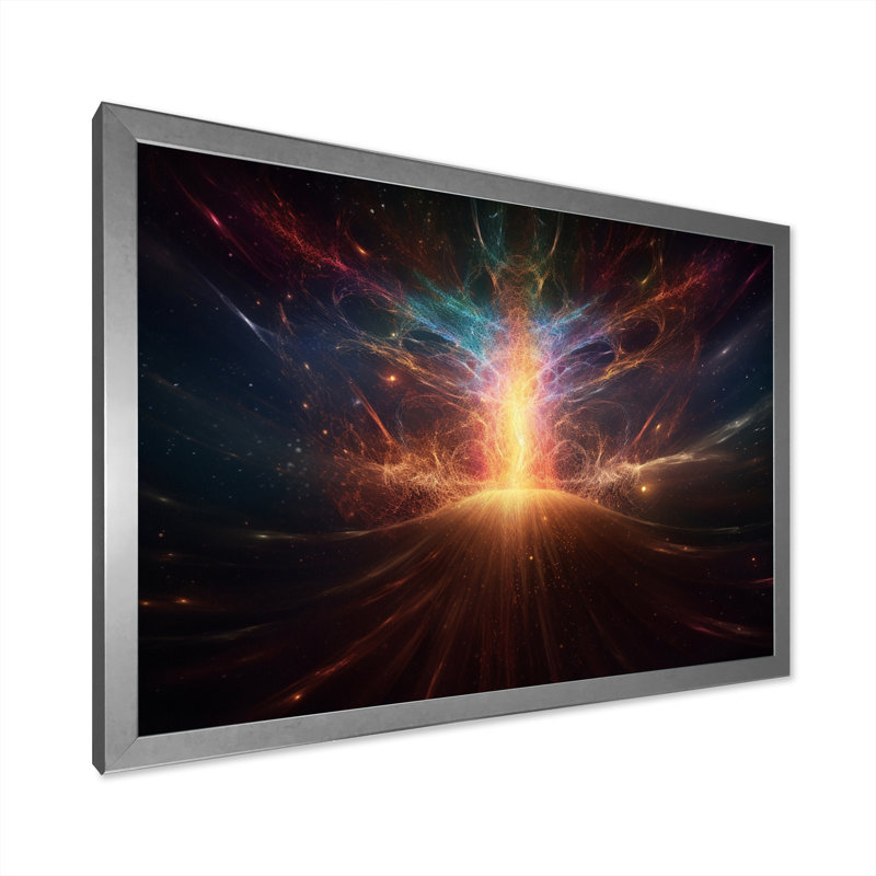 La lumière de l'éveil cosmique - impression, H 34 po x l 44 po x P 1,5 po, Cadre simple argenté